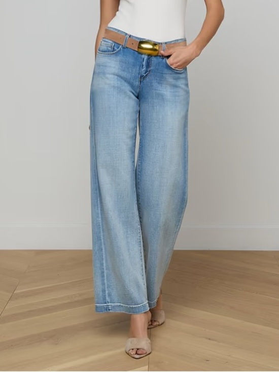 L'AGENCE Denim - L'AGENCE Joanne Wide Leg Jeans in Dry Ice